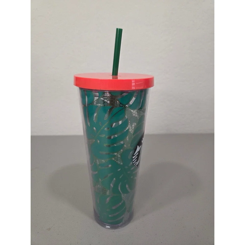 Starbucks Monstera‎ Leaf Cold Cup Tumbler 24oz Tropical  Botanical